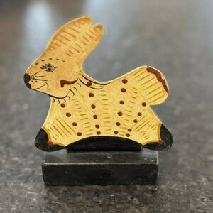 Vintage RARE Diana Mihaltse Folk Art Tin Rabbit Signed, Spring Easter